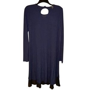 Papillon Long Sleeve Dress Medium Navy Sheer Black Hem Keyhole Whimsigoth Fairy‎